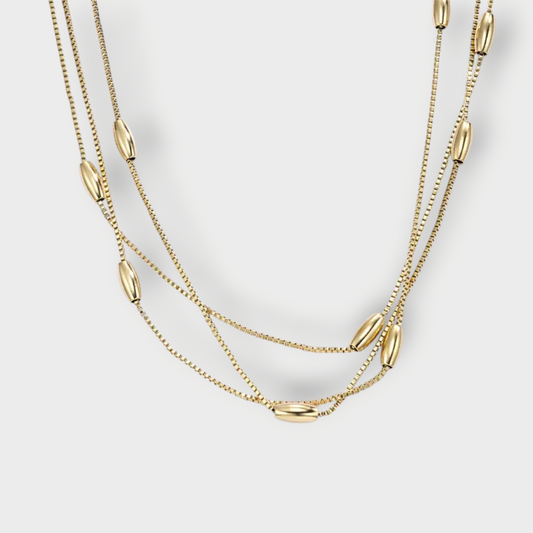 Multi Chain Bead Halskæde - Guldbelagt & Vandfast