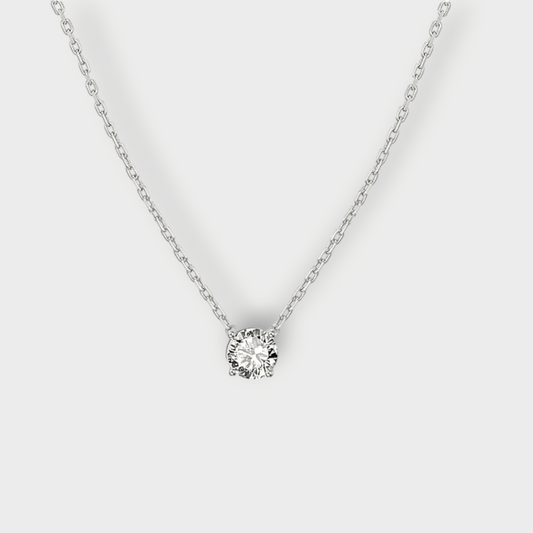 Ophelia Solitaire Halskæde 6 mm. - Guldbelagt, Zirconia & Vandfast