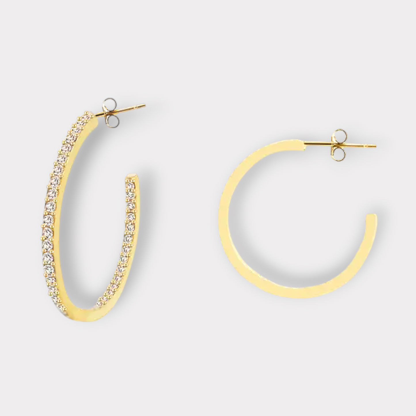 DoubleShine Hoops Øreringe 22mm-Guldbelagt, Zirkonia sten & Vandfast