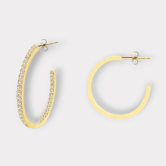 DoubleShine Hoops Øreringe 22mm-Guldbelagt, Zirkonia sten & Vandfast