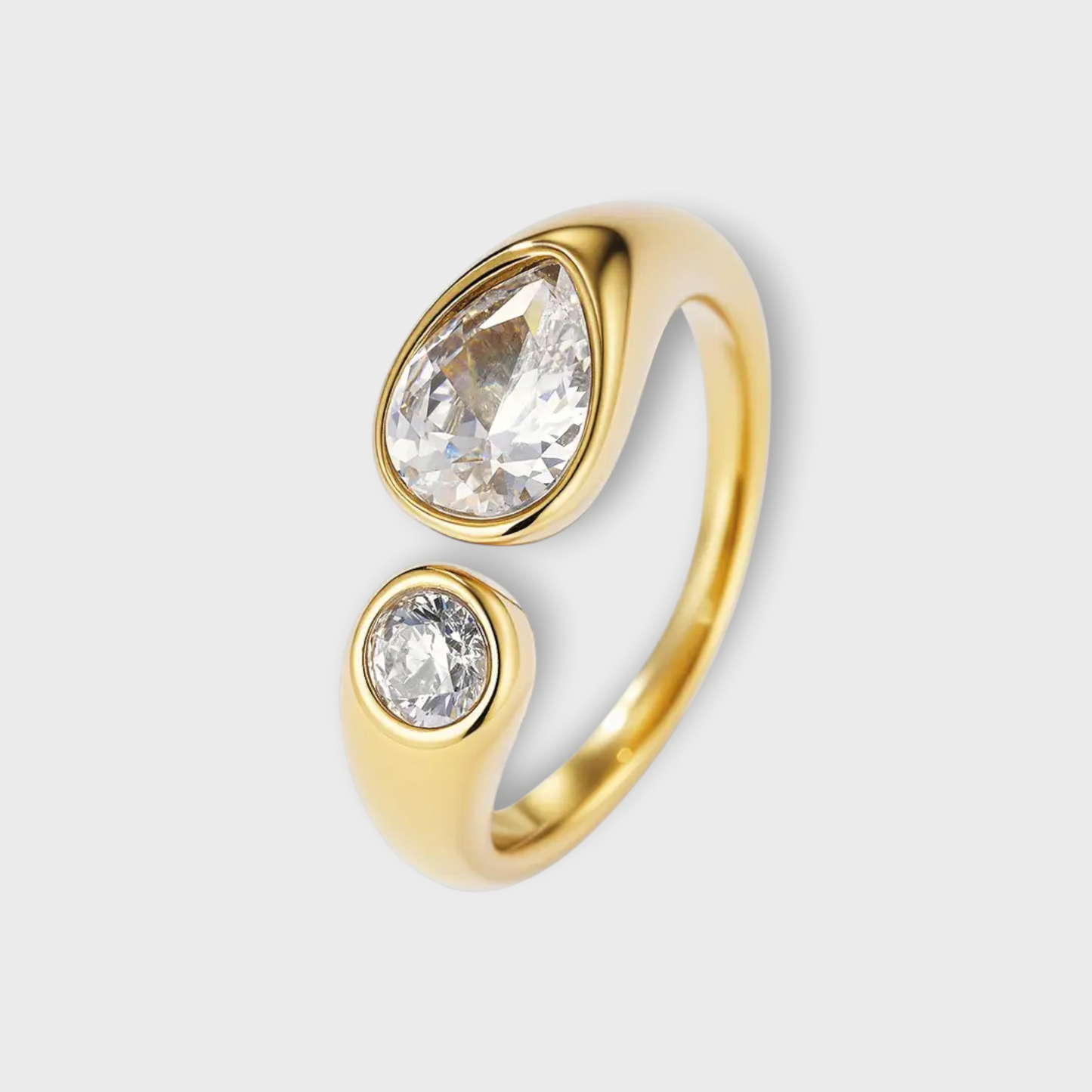Aria Teardrop Zirconia Ring - Guldbelagt, Vandfast & Justerbar