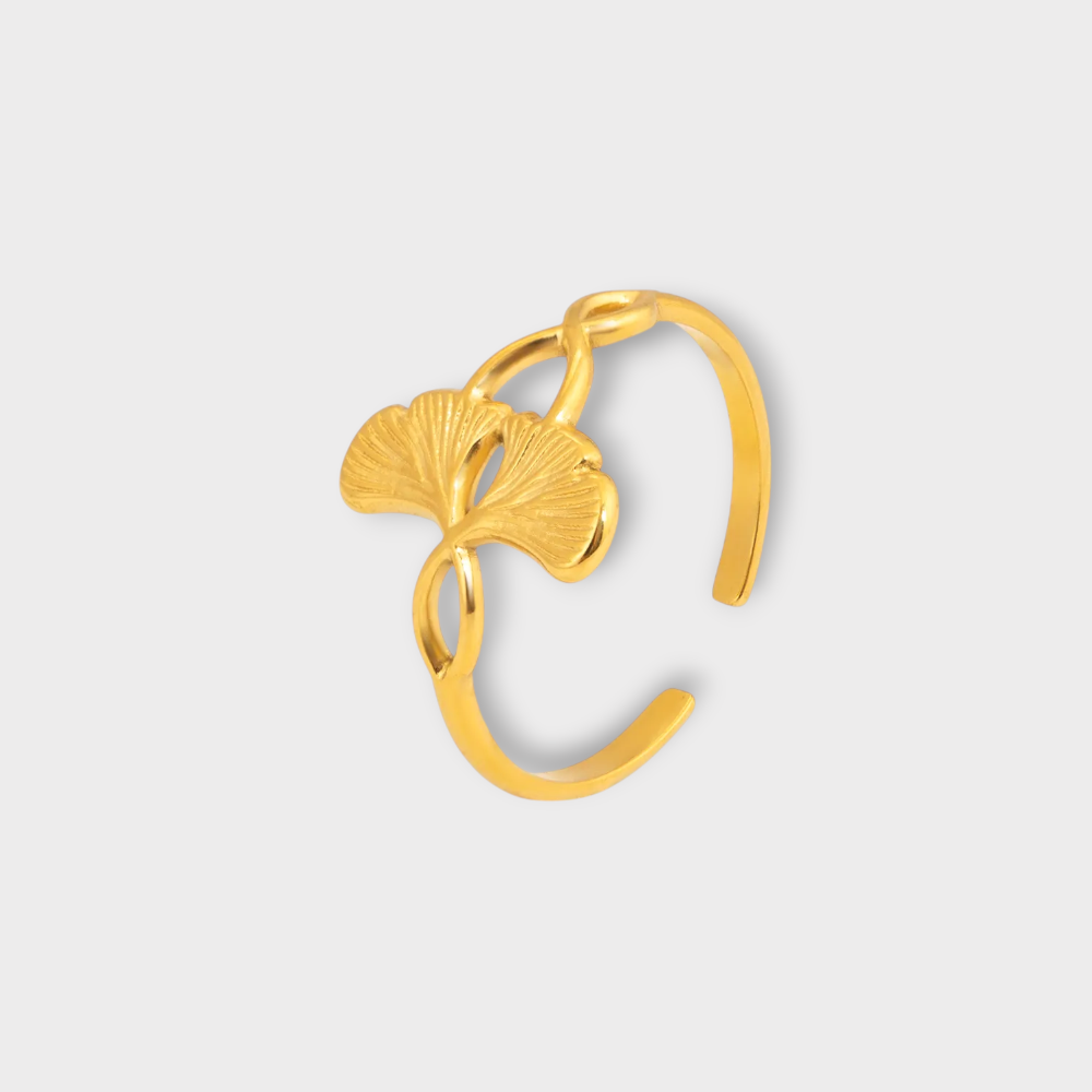 Ginkgo Ring-Guldbelagt, Vandfast & Justerbar