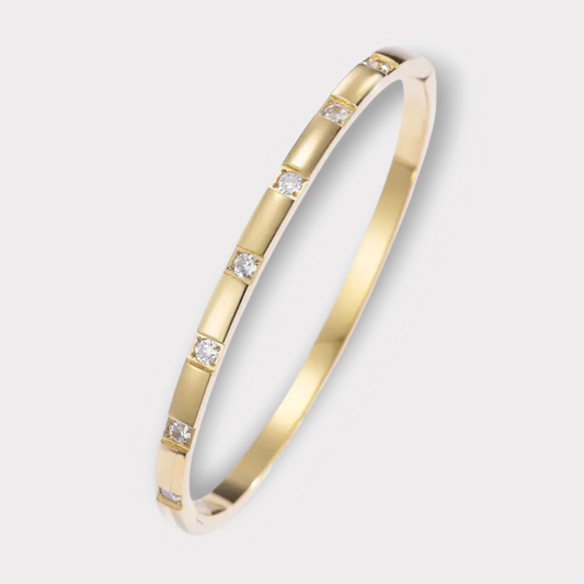 Moon Bangle Armbånd - Guldbelagt, Zirconia sten & Vandfast