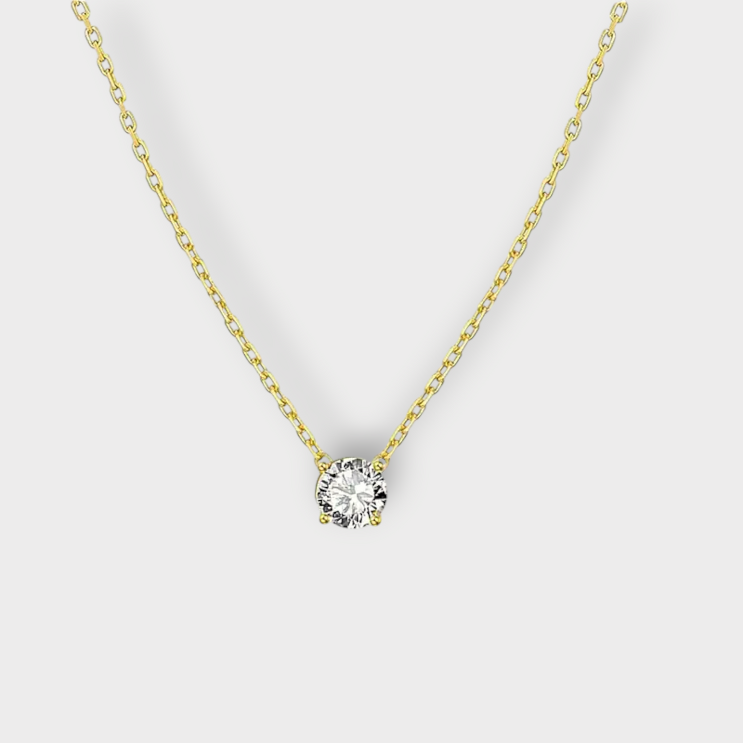 Ophelia Solitaire Halskæde 6 mm. - Guldbelagt, Zirconia & Vandfast