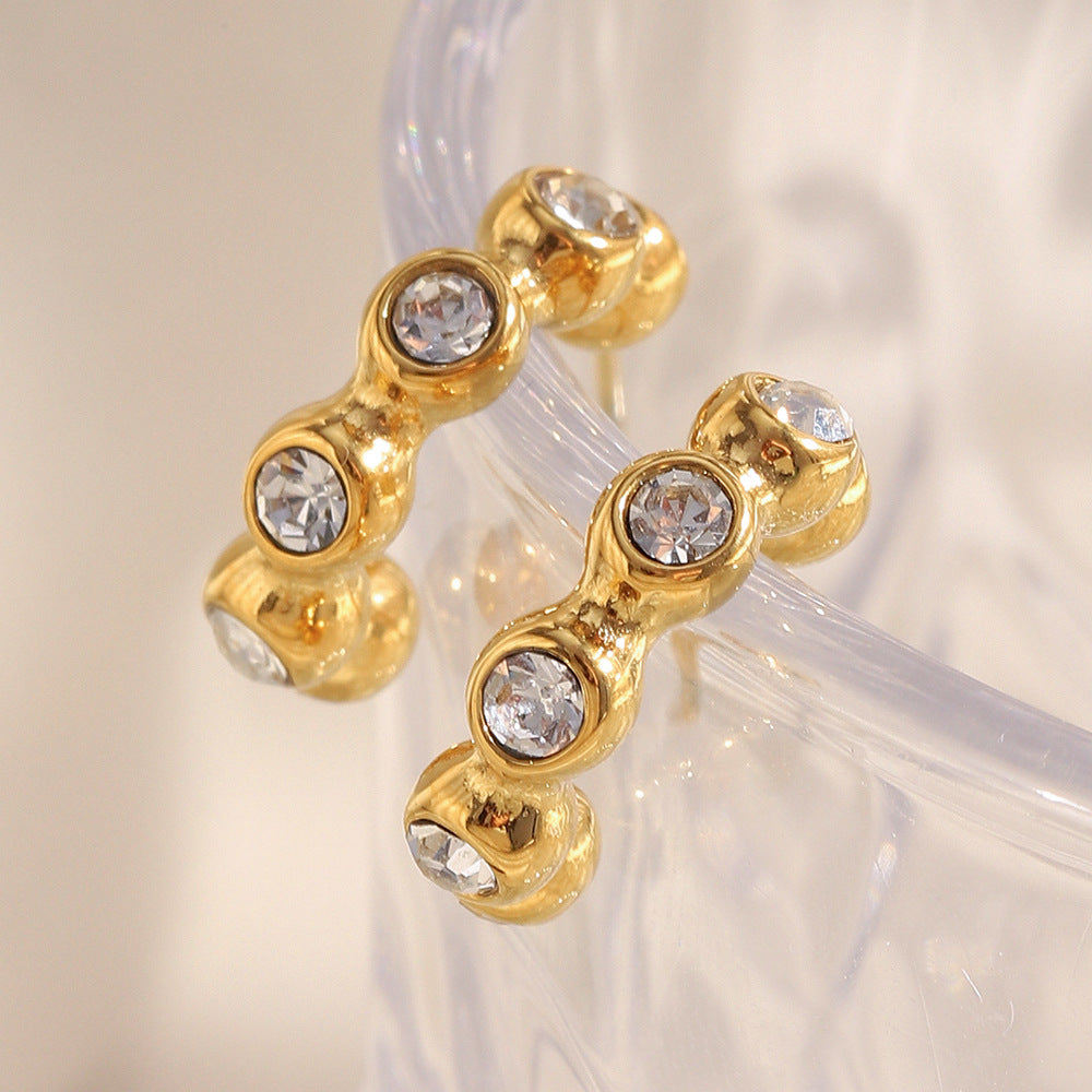 Bubble Crystal Hoops-Guldbelagt, Zirkonia sten & Vandfast