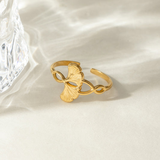 Ginkgo Ring-Guldbelagt, Vandfast & Justerbar