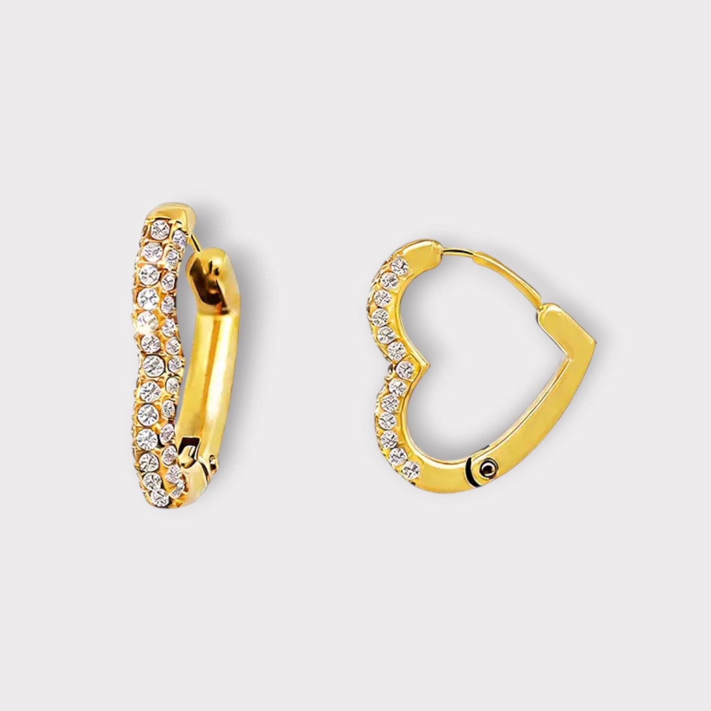 Hjerte Creoler 18 mm-Guldbelagt, Zirconia sten & Vandfast