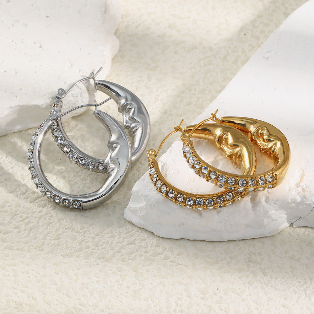 Luna Luxe Creoler-Guldbelagt, Zirconia sten & Vandfast