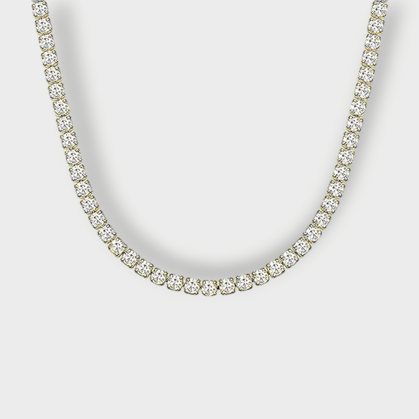 Amelia Tennis 3 mm. Halskæde  - Guldbelagt, zirconia sten & Vandfast