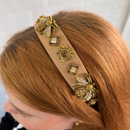 Sparkly Bee Hair Band Large - Beige