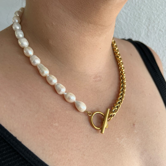 Ellen Mixed Pearl halskæde - Guld