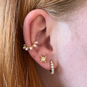 Tiny Pearl Hoop ørering - Guld
