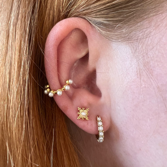 Pearl Earcuff ørering - Guld