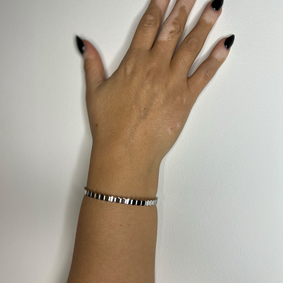 Honeycomb Bangle Armbånd - Sølv