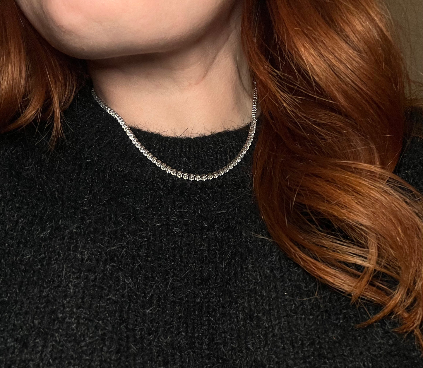 Amelia Tennis 3 mm. Halskæde  - Guldbelagt, zirconia sten & Vandfast