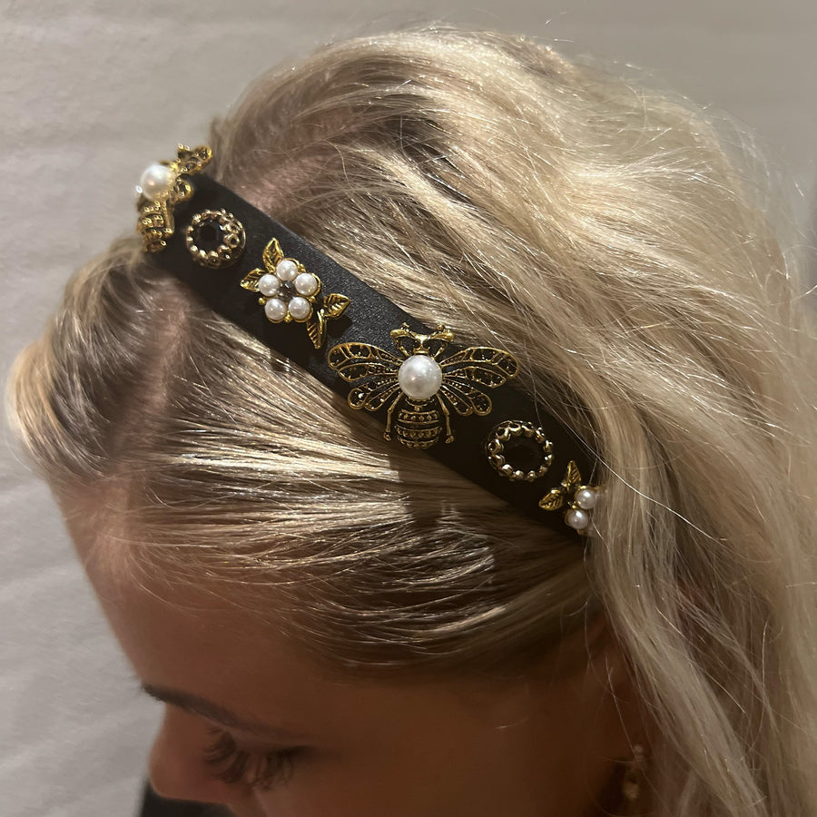 Pearly Bee Hair Band Small - Sort