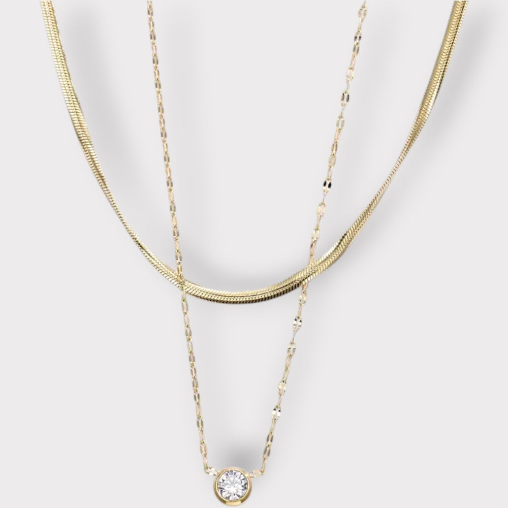 Layered Glow Halskæde- Guldbelagt & Vandfast