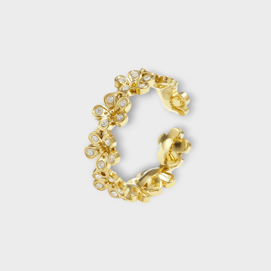 Daisy Sparkle Ring-Guldbelagt, Vandfast & Justerbar