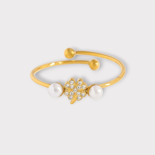 Kløver Ring-Guldbelagt, Vandfast & Justerbar