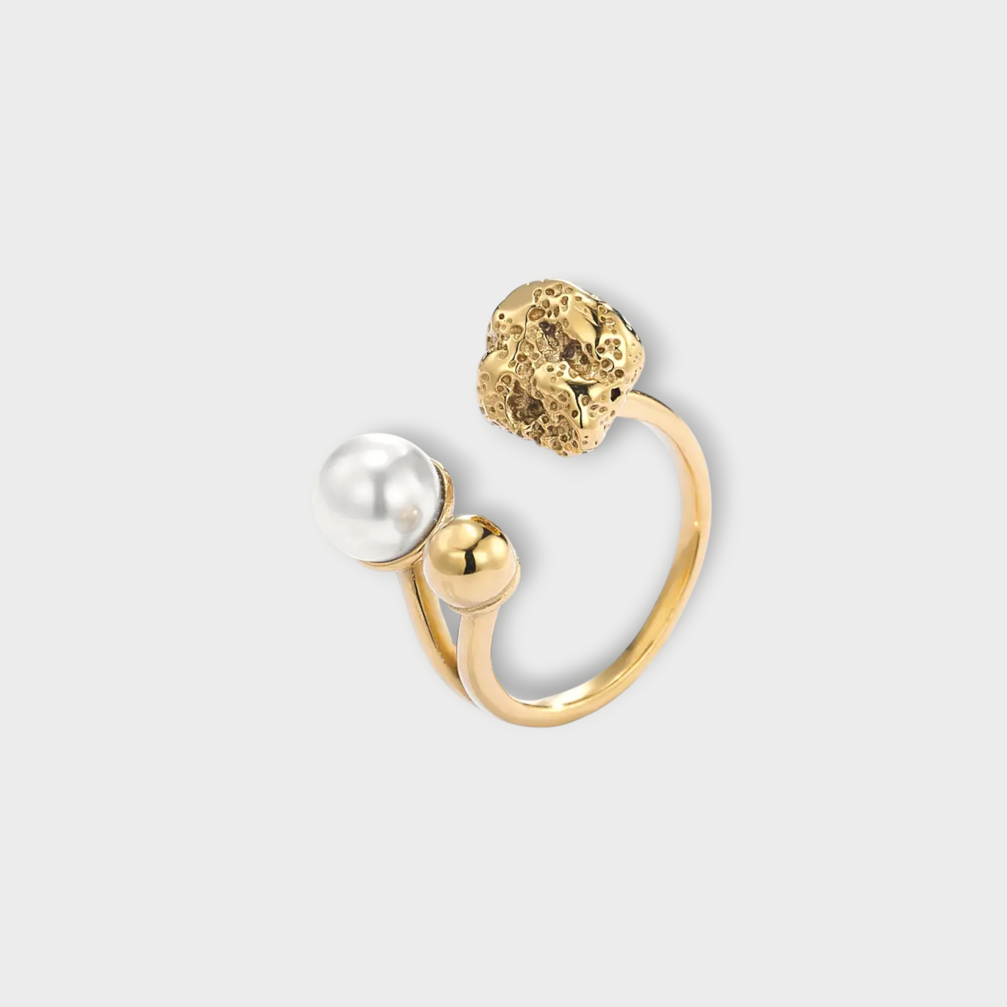 Coral Pearl Ring - Guldbelagt, Vandfast & Justerbar