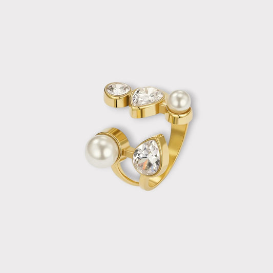 Elegent Vandfast Ring med perler og zikronia