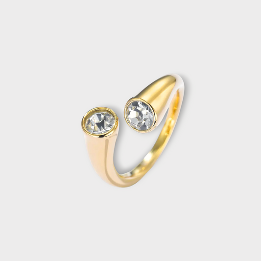 Halo Twin Zirconia Ring - Guldbelagt, Vandfast & Justerbar