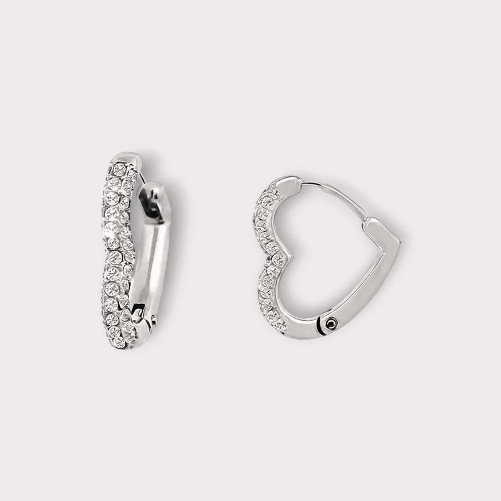 Hjerte Creoler 18 mm-Guldbelagt, Zirconia sten & Vandfast