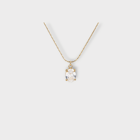Vivienne Oval Zirconia Halskæde - Guldbelagt, Vandfast & Justerbar