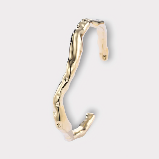 Organisk Bangle Armbånd-Guldbelagt, Vandfast & Justerbar