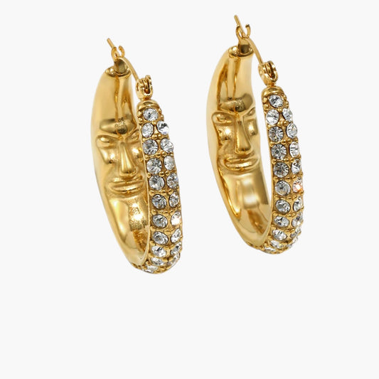 Luna Luxe Creoler-Guldbelagt, Zirconia sten & Vandfast