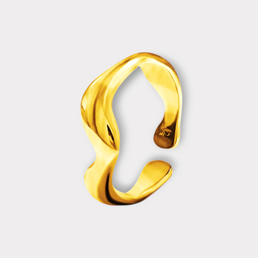 Justerbar Wave Ring-Guldbelagt& Vandfast