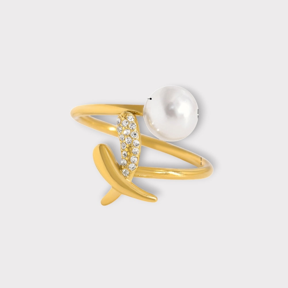 Ocean Pearl Ring-Guldbelagt, Vandfast & Justerbar